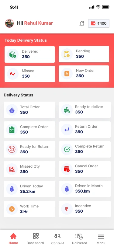 Delivery Partner App Screen