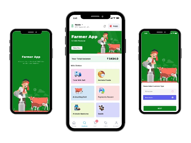 Indian dairy farmer using DairyKhata mobile app