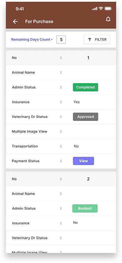 Purchase Screen